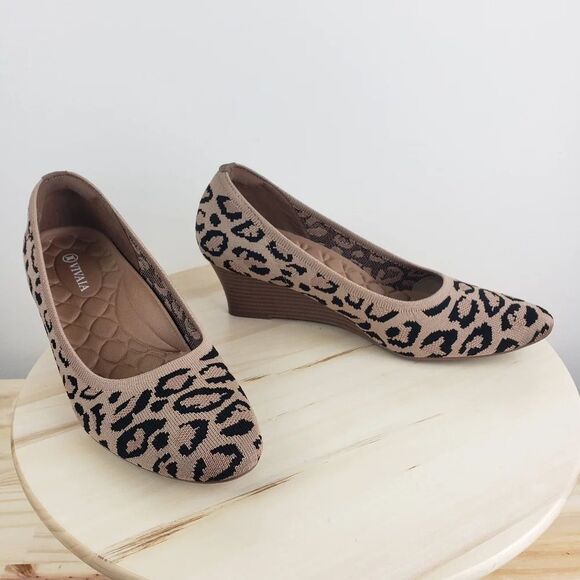 VIVAIA Wedge Shoes Size 40.5 Aria Pointed Toe Leopard Print Knit Casual Corpcore - Picture 9 of 16
